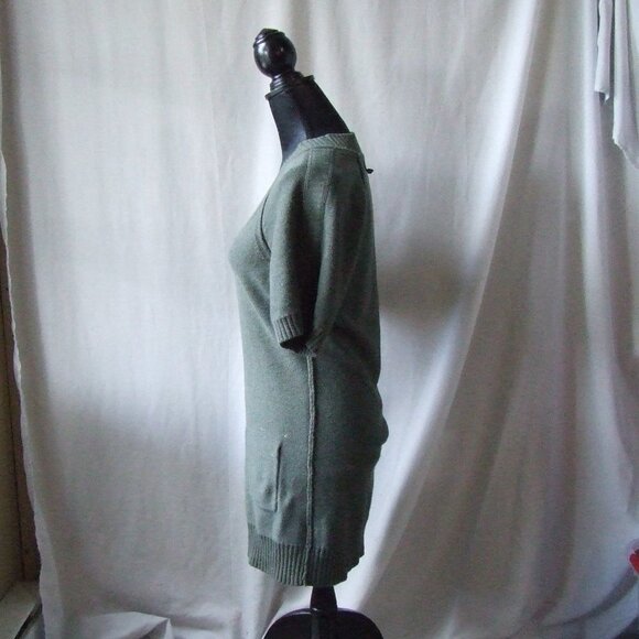 Banana Republic dress green sweater angora fur v-neck knee length preppy cozy XS - Picture 9 of 14